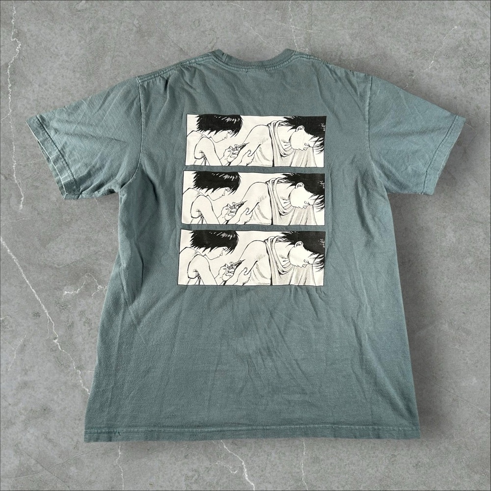 Supreme Shirt Mens Medium Dusty‎ Blue Akira Anime Double Sided Syringe Graphic